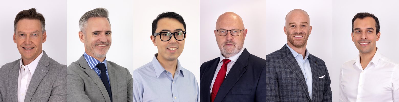 The six speakers: Dr Glen Schlaphoff, Dr Bryan Barry, Dr Hao Xiang, A/Prof Jason Wenderoth, Dr Shady Osman and Dr Anthony Logaraj